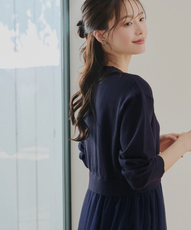 Tiaclasse 【洗える】チュールレースドッキングワンピース ネイビー