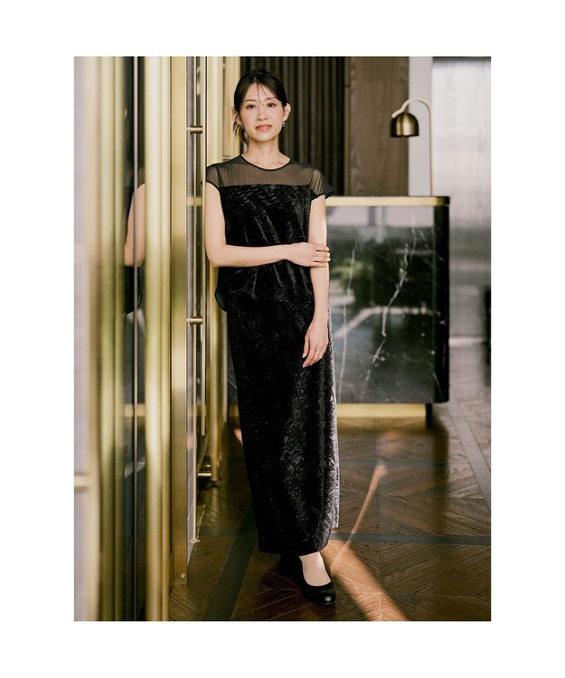 Chacott velour tops ブラック（ワッシャーベロア）