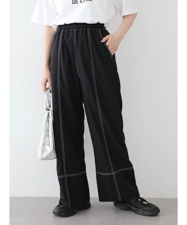 Green Parks ・ＳＵＧＡＲ　ＳＰＯＯＮ　配色ｓｔイージーパンツ Black