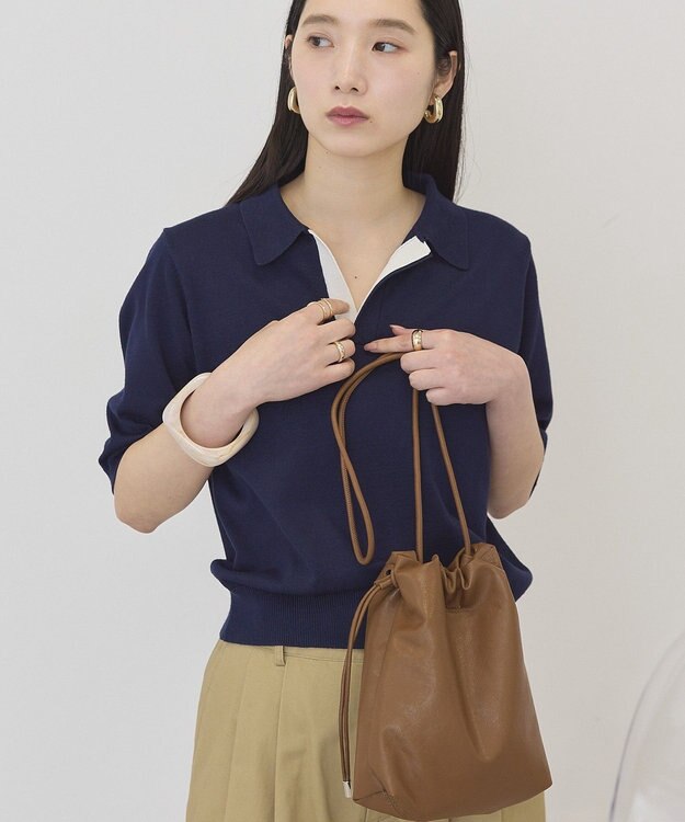 AMERICAN HOLIC 襟付き配色ニット Navy