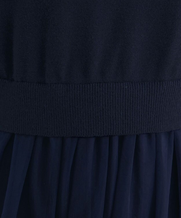 Tiaclasse 【洗える】チュールレースドッキングワンピース ネイビー