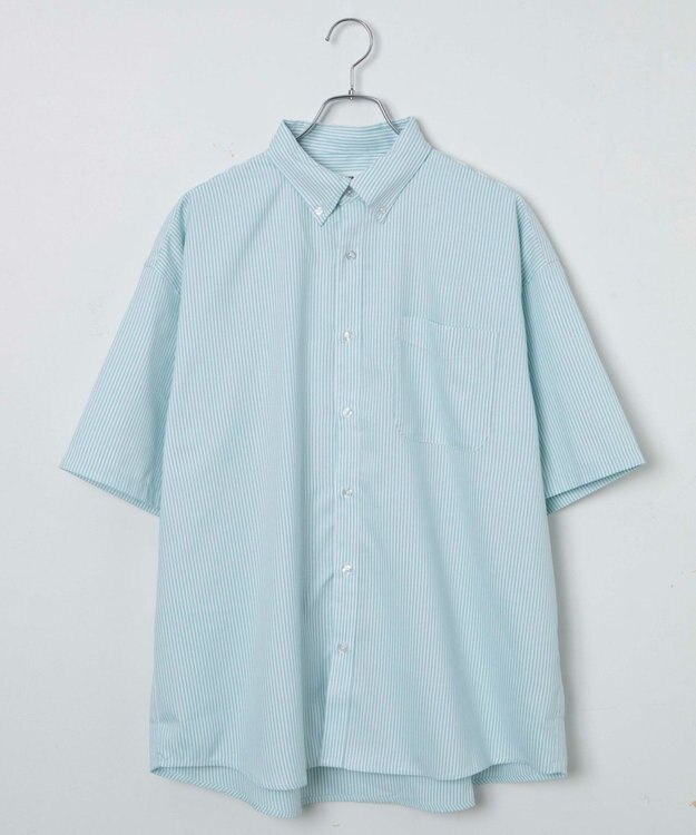 WEGO 【ユニセックス着用ITEM/シワになりにくい】イージーケアオックスフォードシャツ（S） グリーンストライプ