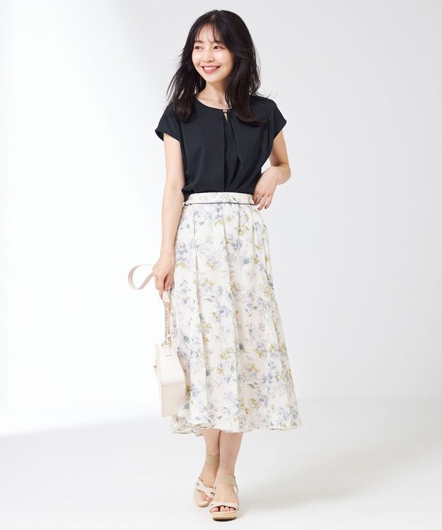 ANY SIS 【吸水速乾・UVケア・接触冷感】コンフォートジャージークリアフレンチスリーブ カットソー ネイビー