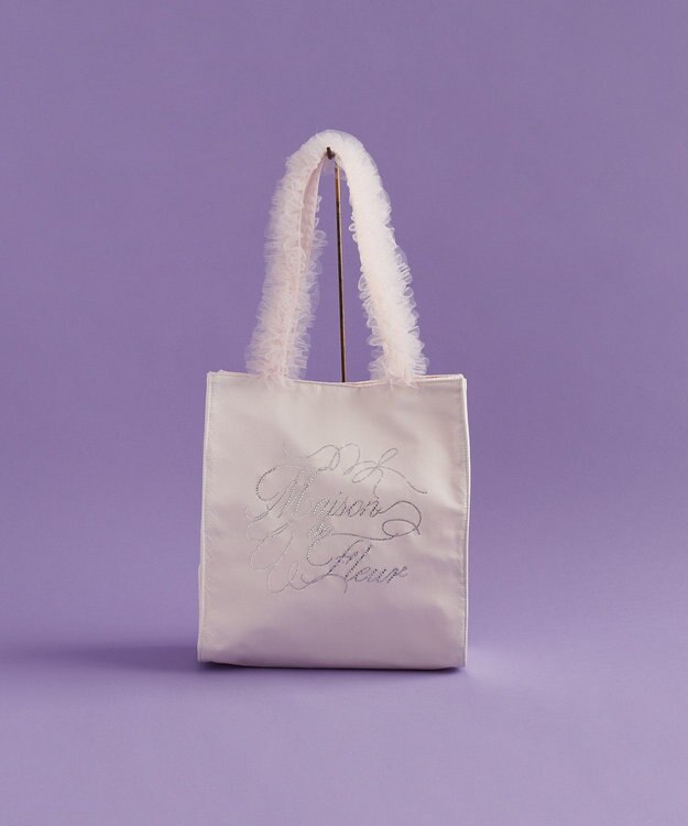 Maison de FLEUR チュールハンドルラインストーントートバッグ Pink