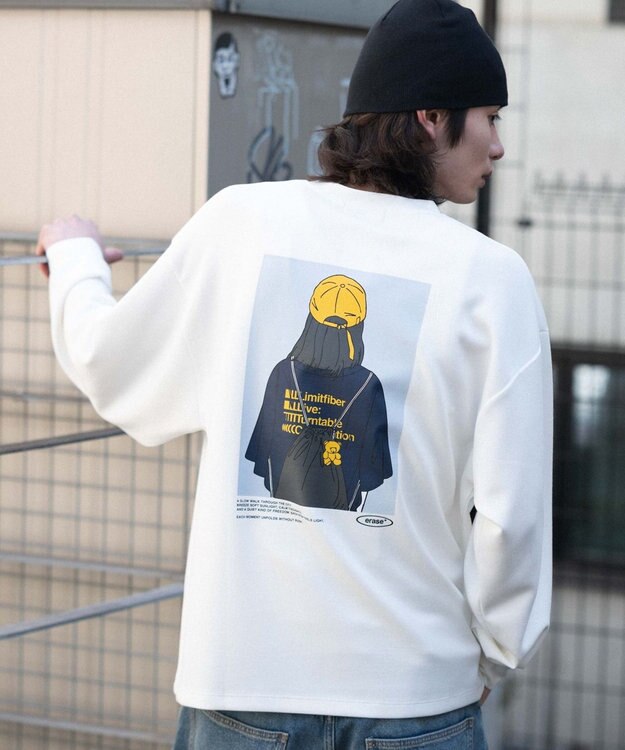 WEGO 【ユニセックス着用ITEM/MLサイズ展開】ガールプリントT（LS） ホワイト