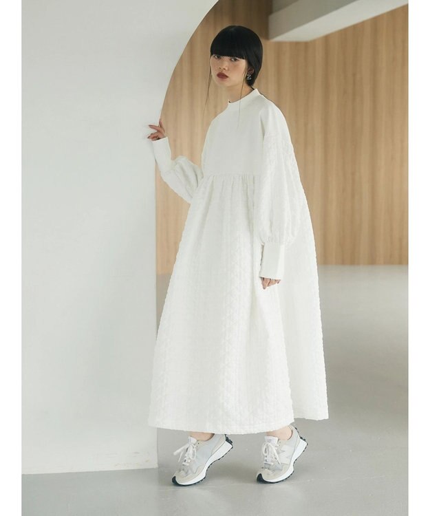 Green Parks armonia．異素材切替ワンピース Off White