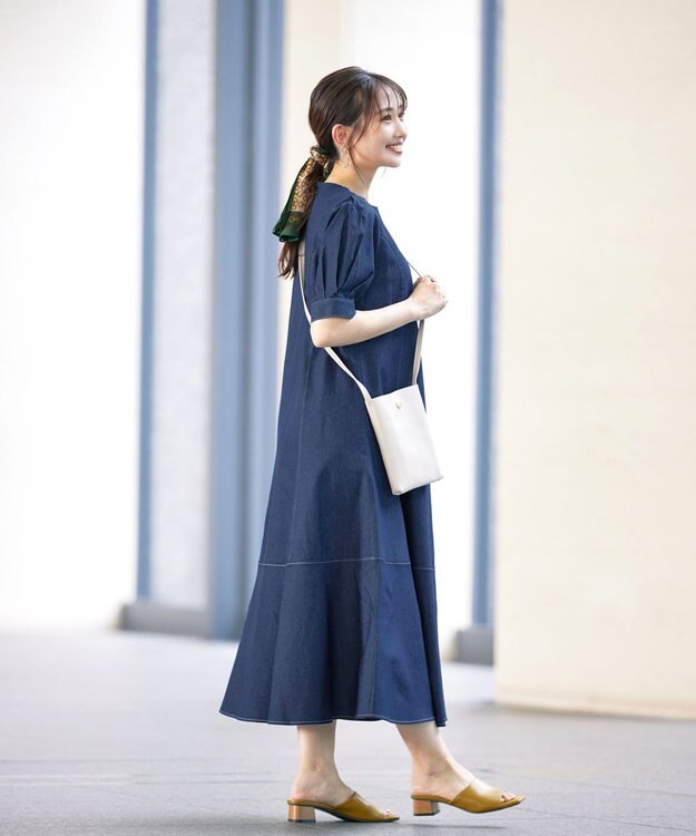 Tiaclasse L デニムマーメイドワンピース ネイビー