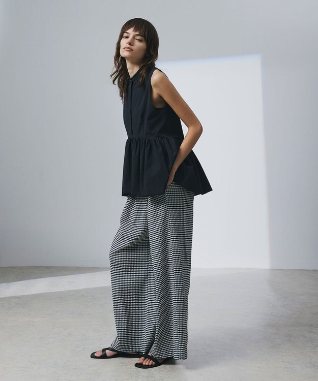 uncrave クールタッチカラータイプライター ペプラムブラウス ブラック