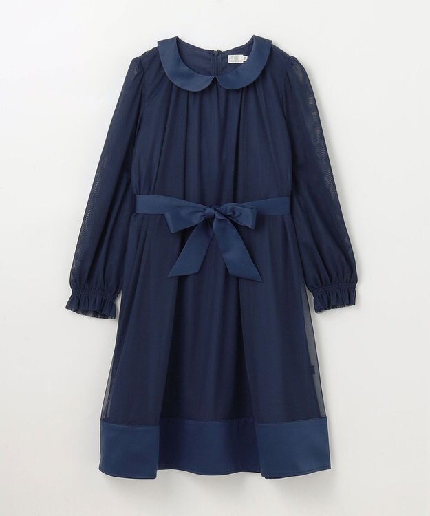 組曲 KIDS 【150-160㎝】チュールフレア ドレス ネイビー