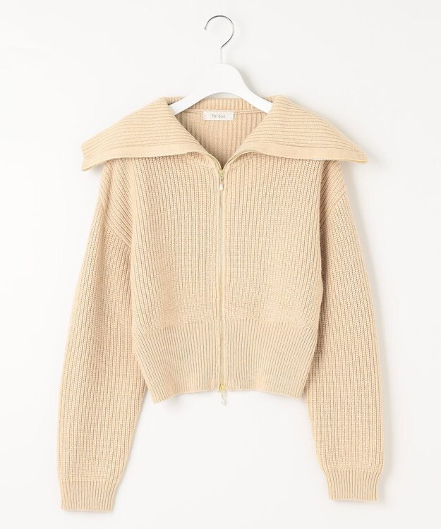 Feroux 【洗える・古畑星夏さん着用】フルジップ ニット アイボリー系