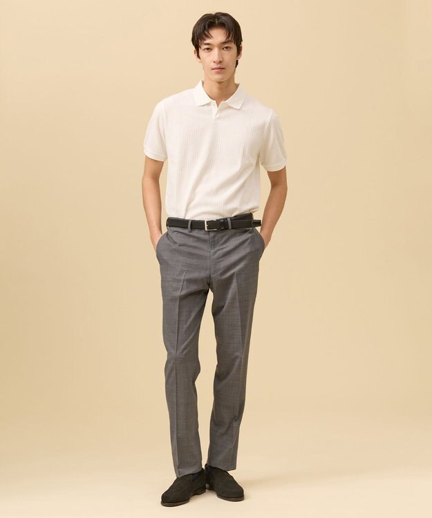 J.PRESS MEN ジャケットインの最適解【接触冷感 / 吸水速乾】【J.PRESS PREMIUM JERSEY】スキッパー ポロシャツ ホワイト系