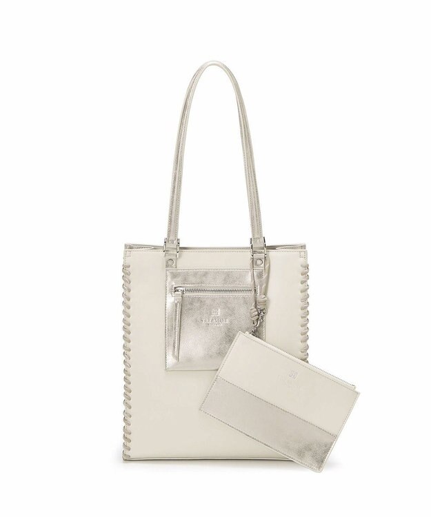 TOPKAPI 【TREASURE TOPKAPI】フェイクレザー ポーチ付き パラコード かがりトートバッグ オフ