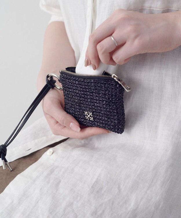 russet ナイロンラフィアスクエアマルチケース(Z-319) Black