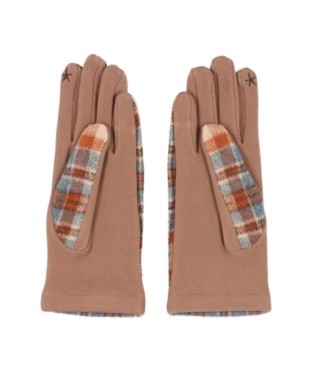 UNBILLION カシュネ cache nez / スター刺繍チェック手袋 ブラウン