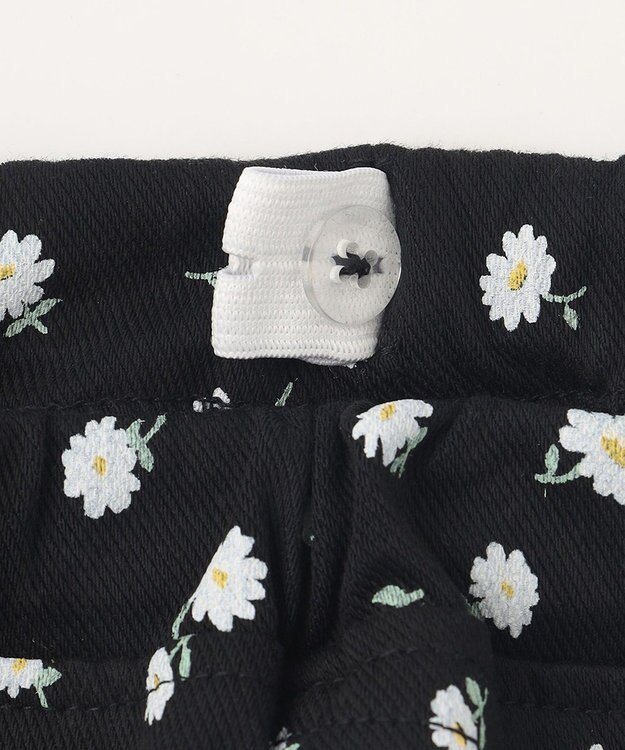 ANY KIDS 総柄 カット パンツ ブラック×花柄