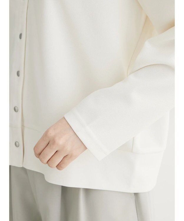 Green Parks カットジョーゼットドットボタンカーディガン Off White