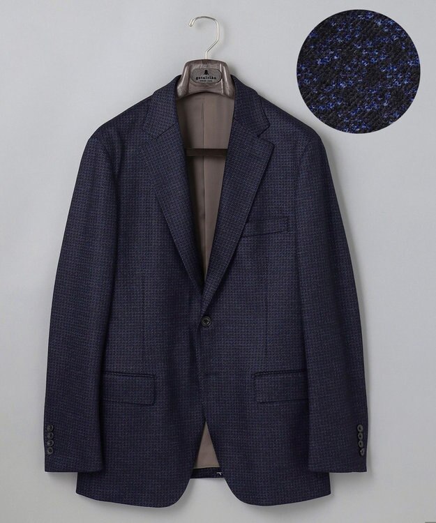 GOTAIRIKU セットアップ対応【2WAYストレッチ/シワになりにくい】T/W ジャージージャケット_千鳥柄 ネイビー系8