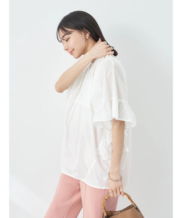 earth music&ecology コットンボイルボリュームブラウス Off White