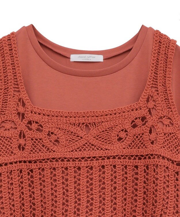 Green Parks SET2点クロシェベスト＋ワンピース Black