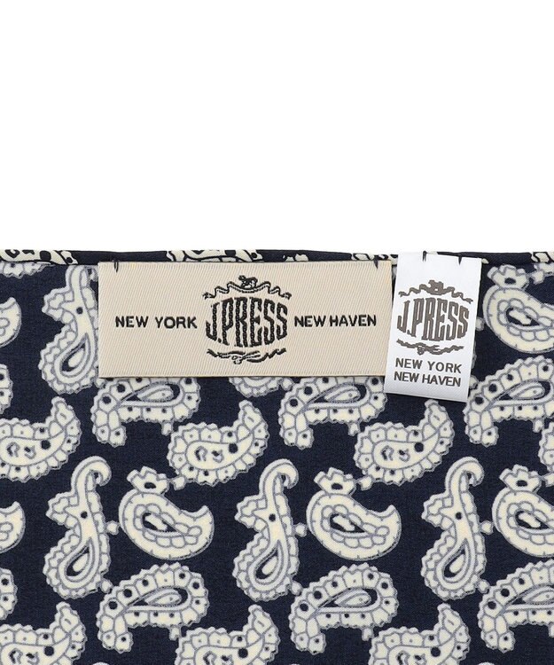 J.PRESS MEN ハンドプリントペイズリー チーフ ダルブルー系6