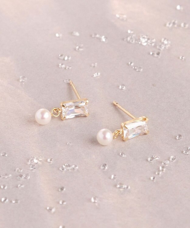 Phoebe 【K10】リフレクトビジューパールピアス ゴールド