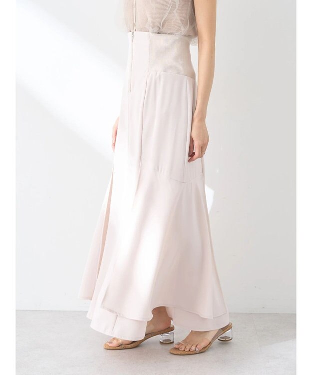 earth music&ecology サイドリブ切替バックレースアップスカート Ivory