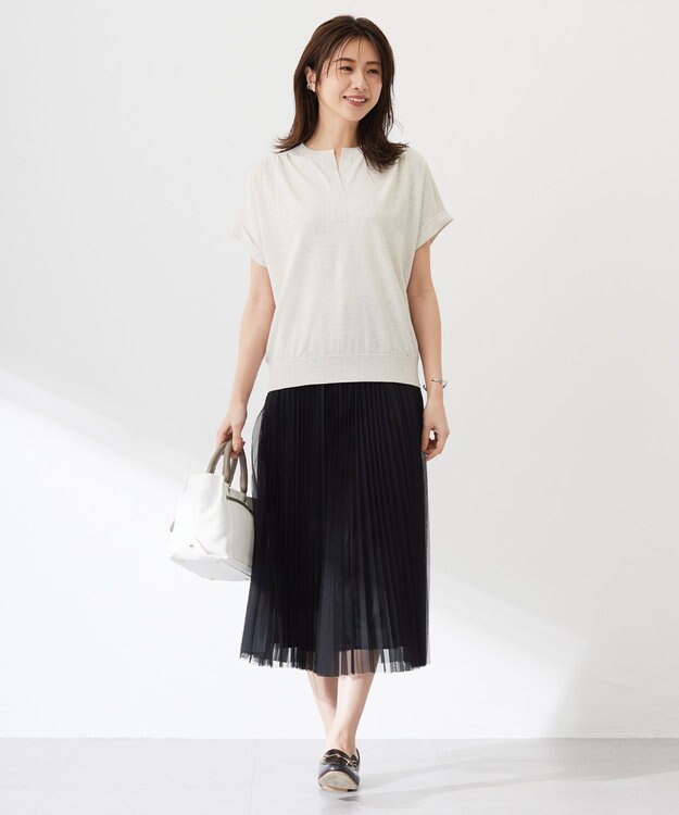 J.PRESS LADIES L 【WEB限定カラーあり・洗える】Vis/Peスパーク バンドカラー ニット アイボリー系