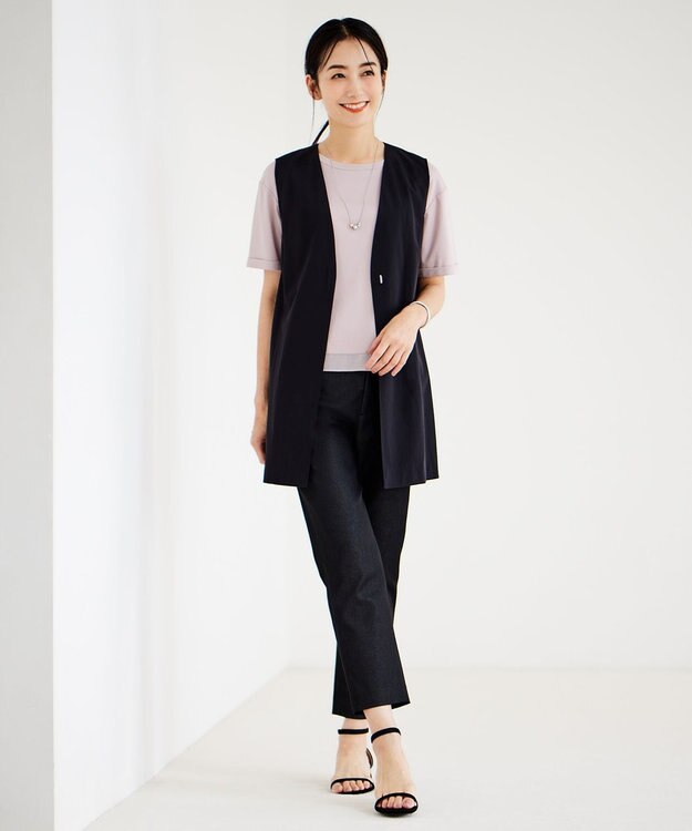 J.PRESS LADIES L 【接触冷感】コットンスムース カフス袖 カットソー ピンク系