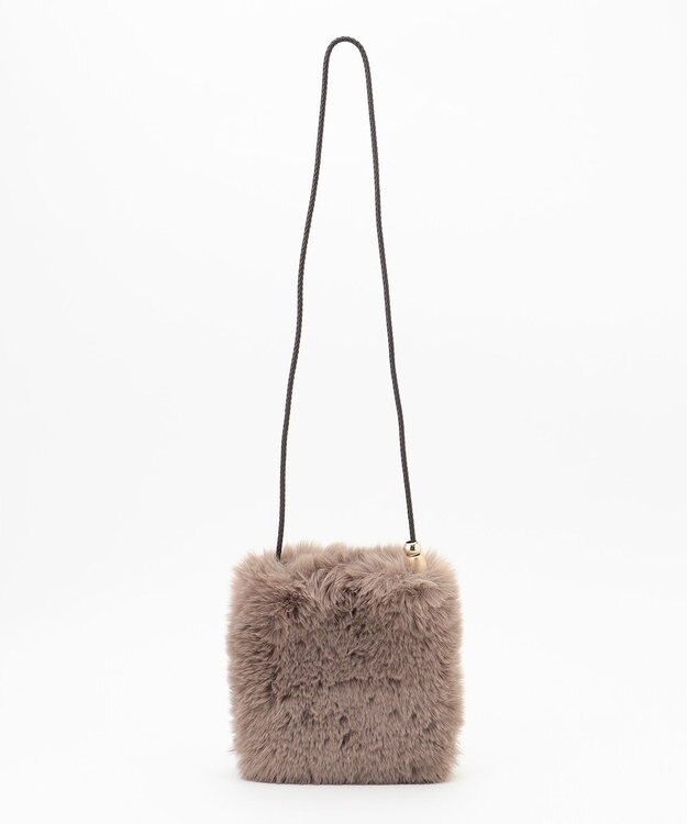 自由区 フェイクファーポシェット ブラウン系