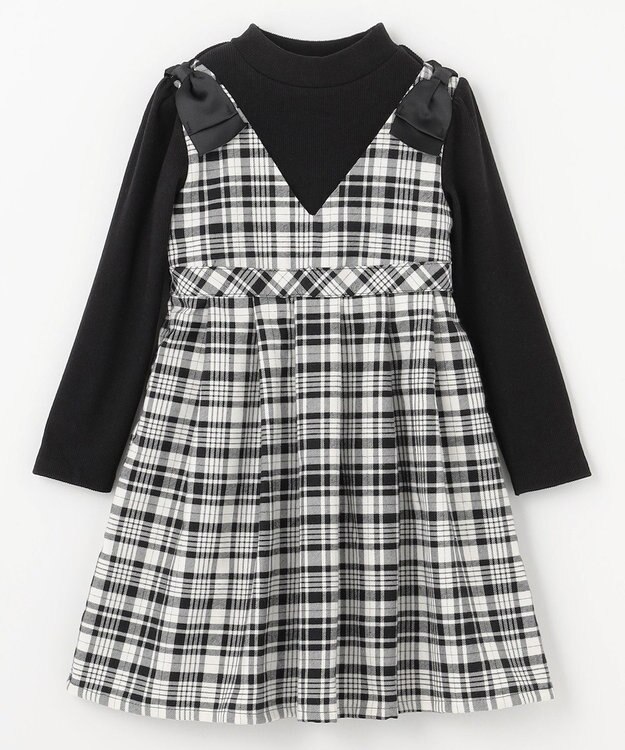 ANY KIDS ドッキングチェックワンピース ブラック