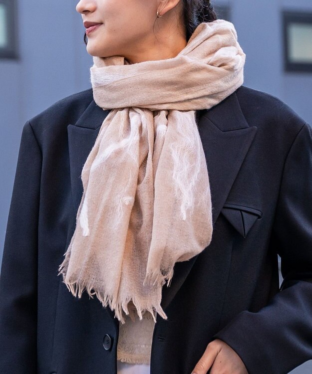muto ニードルパンチ シルクウールストール beige