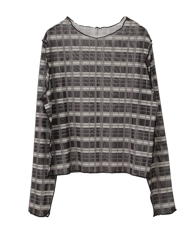 earth music&ecology シアーチェックプルオーバー Black