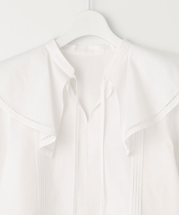 UNFILO 【GLOW 6月号掲載/洗える】ラッフルカラーブラウス ホワイト