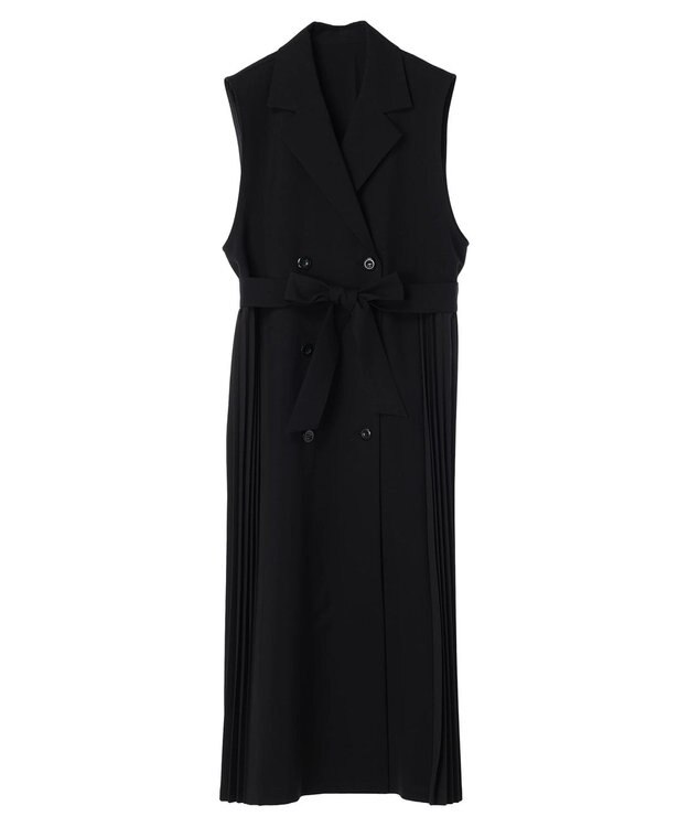 earth music&ecology サイドプリーツジレンチ Black