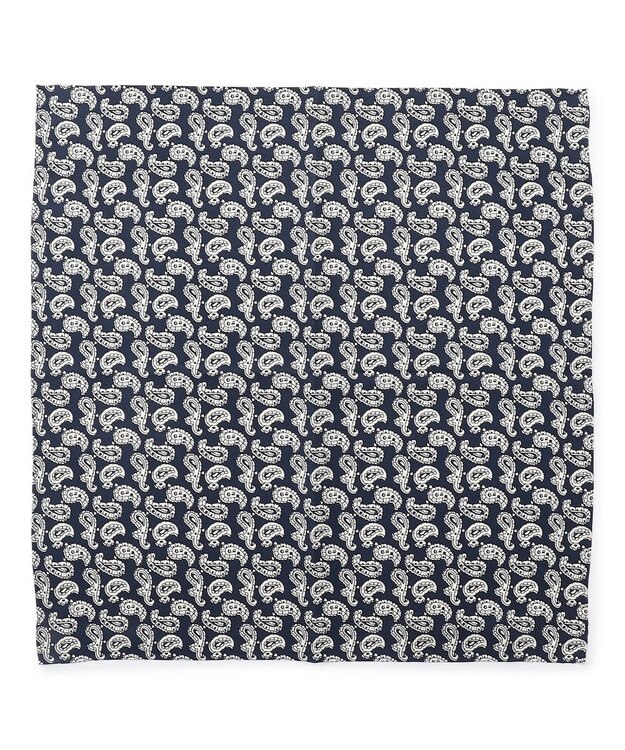 J.PRESS MEN ハンドプリントペイズリー チーフ ダルブルー系6