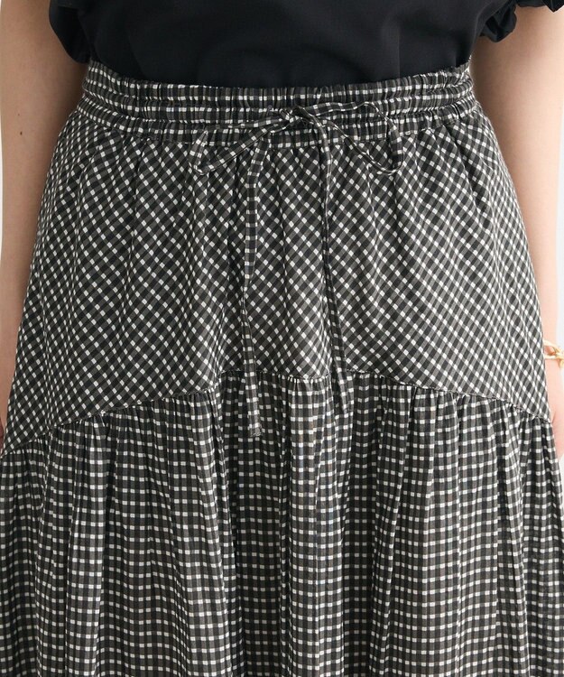 Green Parks Ｉ　ラウンド切替柄ギャザーボイルスカート Check