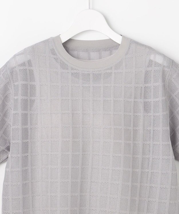 自由区 L 【ワコールコラボ・2点SET】シアーチェックニット プルオーバー グレー