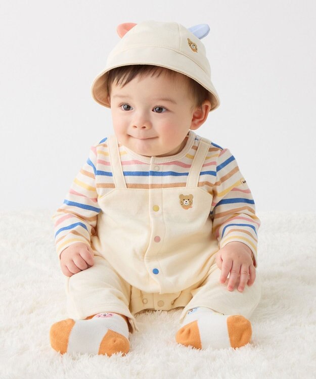 MIKI HOUSE HOT BISCUITS 【40-48cm】裏毛パイル素材 耳付き帽子 マルチカラー