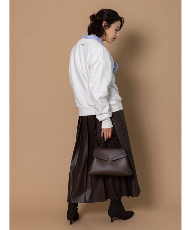 Te chichi 【泉 里香さん着用・Oggi.jp10/23掲載】レザータックプリーツスカート ブラウン