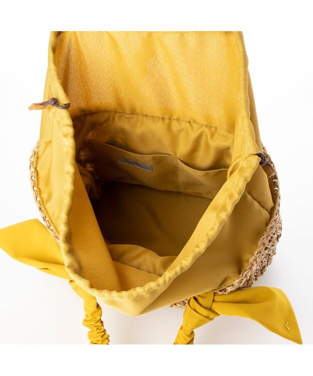 UNBILLION カシュカシュ cachecache / 下がりリボン柄編みトートバッグ マスタード