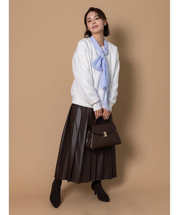 Te chichi 【泉 里香さん着用・Oggi.jp10/23掲載】レザータックプリーツスカート ブラウン