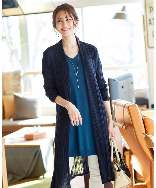 Tiaclasse L 【洗える】さらりと肌離れの良いフレンチスリーブニットチュニック ターコイズ