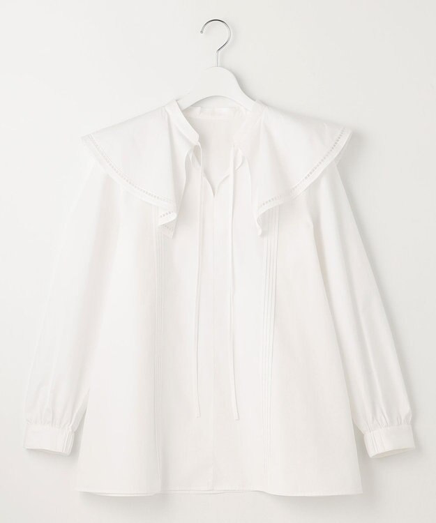 UNFILO 【GLOW 6月号掲載/洗える】ラッフルカラーブラウス ホワイト