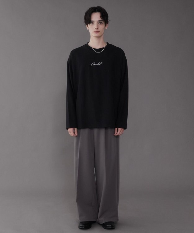 WEGO 【セットアイテム/軽量/シワにならない】ドライポリアンサンブルプルオーバーシャツ（LS） ブラック