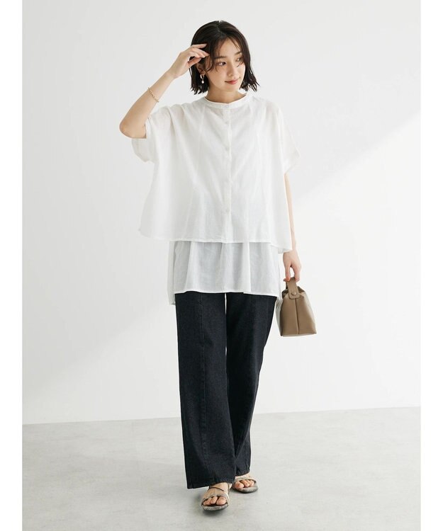 Green Parks インド綿　ＳＥＴ２点レイヤード風ブラウス Off White