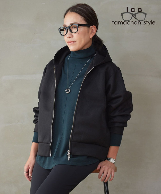 ICB L 【ICB×tamachan_style コラボ】　シアーパーカー ブラック系