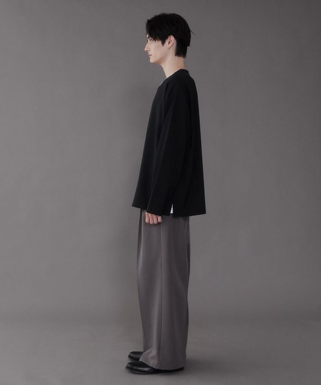 WEGO 【セットアイテム/軽量/シワにならない】ドライポリアンサンブルプルオーバーシャツ（LS） ブラック