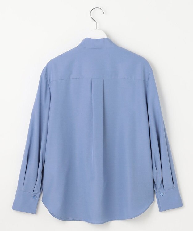 自由区 【洗える】ナチュラルタッチボウタイ ブラウス ライトブルー