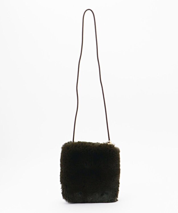 自由区 フェイクファーポシェット ダークブラウン系