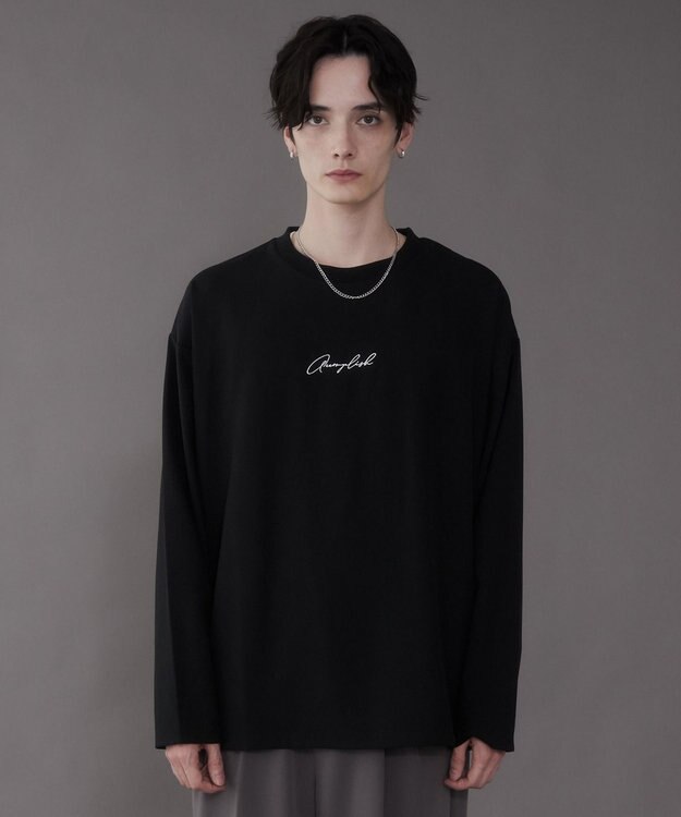 WEGO 【セットアイテム/軽量/シワにならない】ドライポリアンサンブルプルオーバーシャツ（LS） ブラック